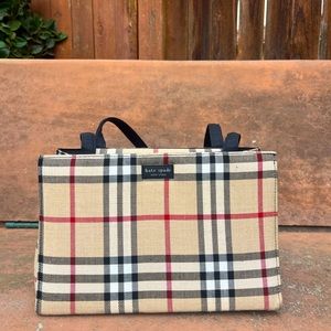 Kate Spade black white and red striped purse